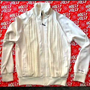 Ben Sherman Full Zip Mock Neck White Sweater Jacket w/pockets